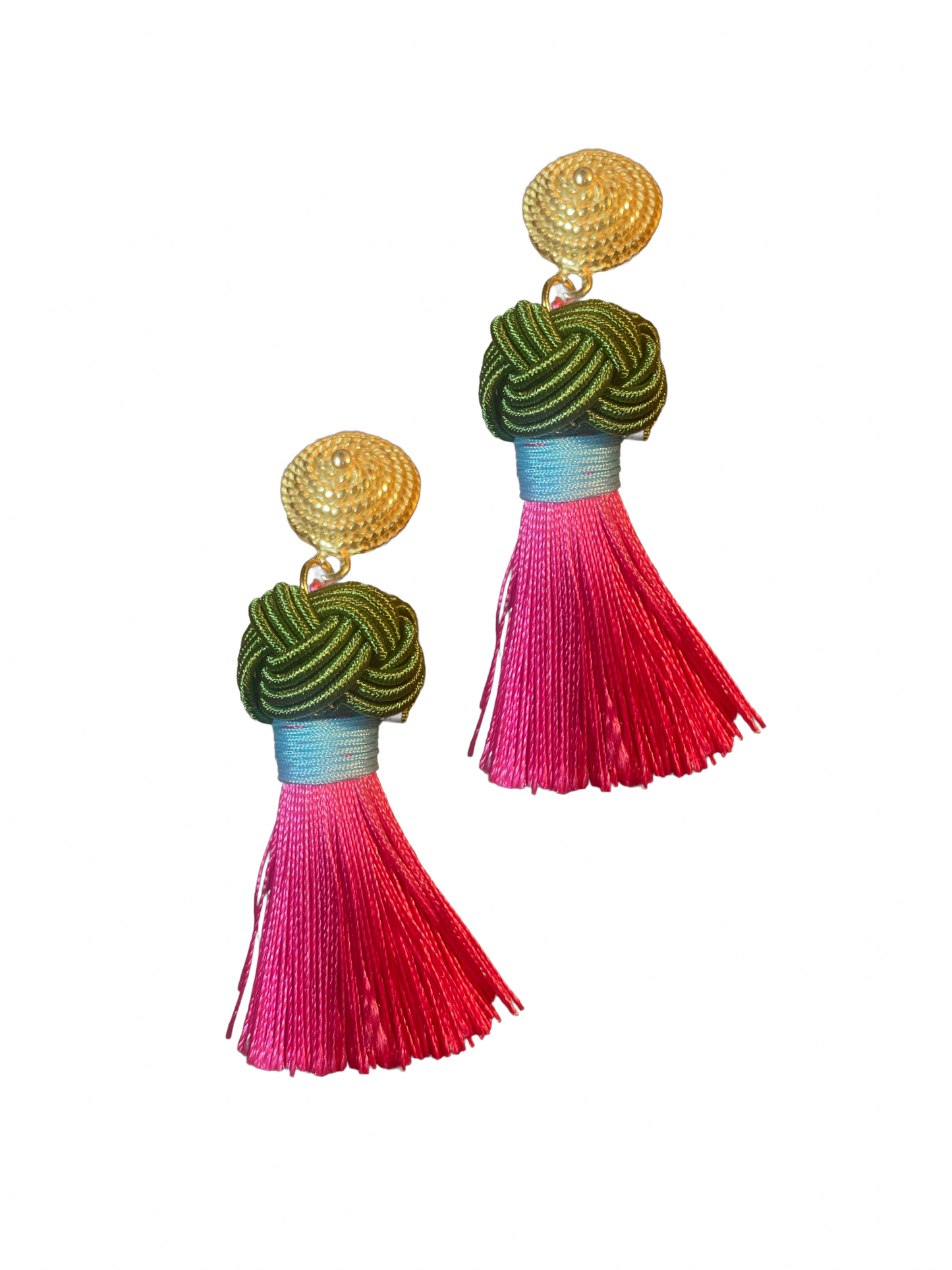 clip Nodo XL Olive grün mit pinker Quaste
