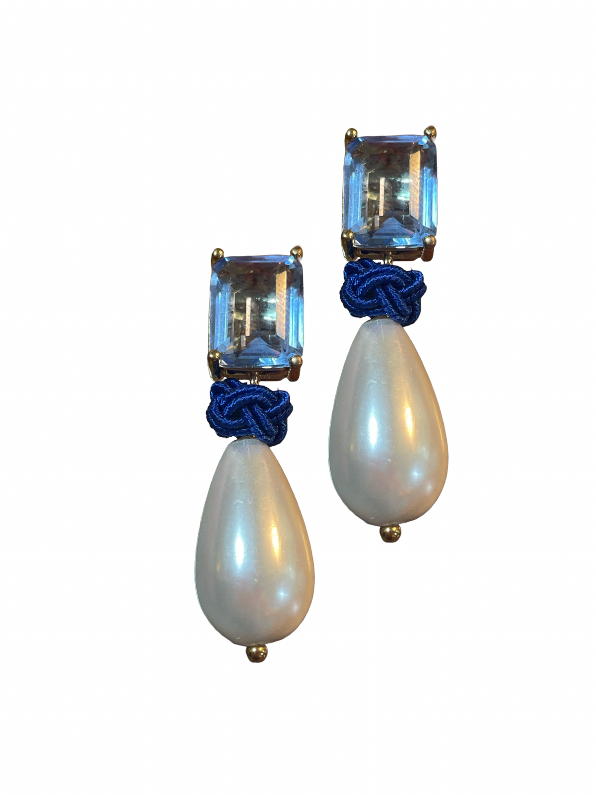 Dolma kleine Perle mit blauem Nodo und hell blauem Kristal