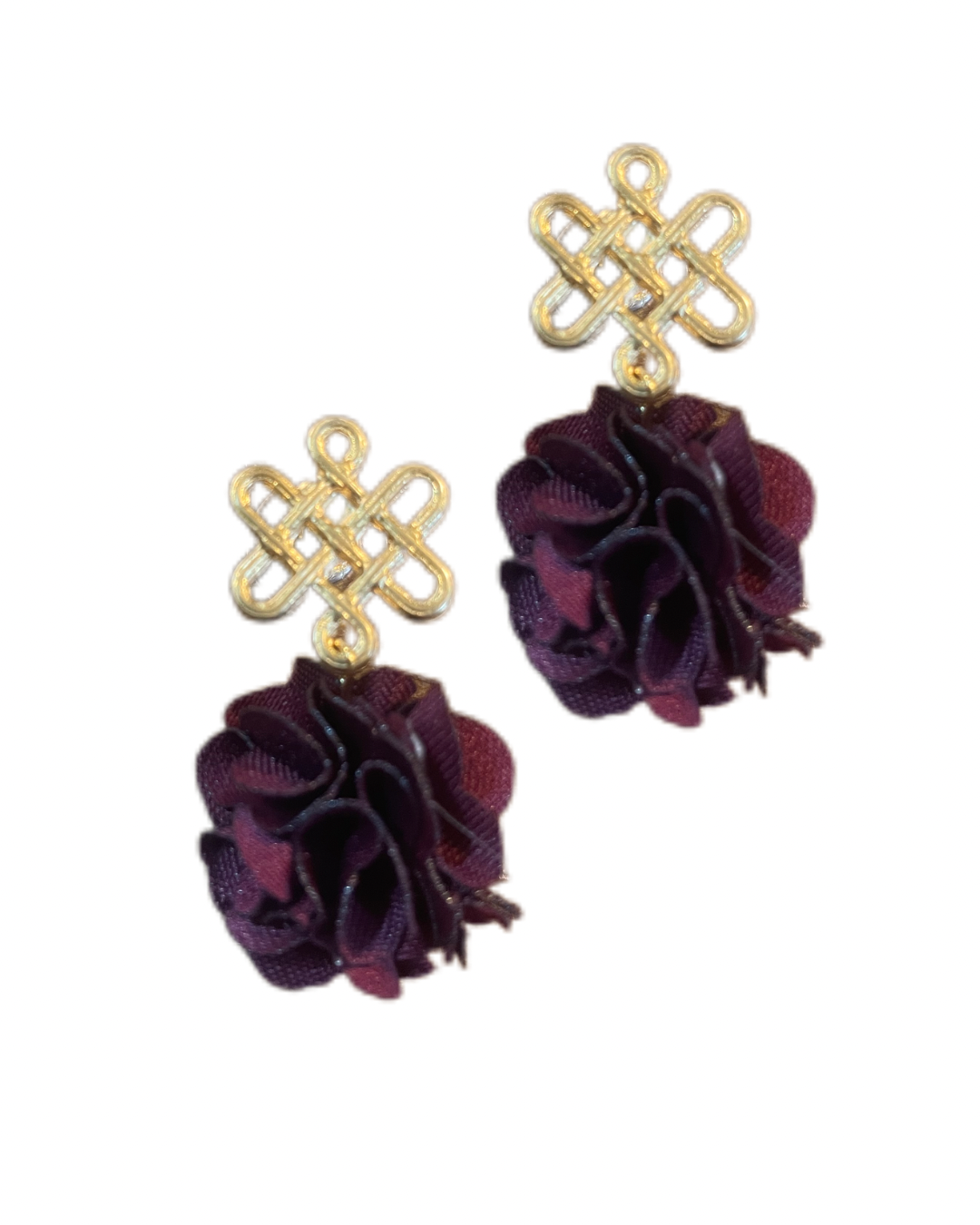 Glücksknoten mit dunkel lila Fleur Blume