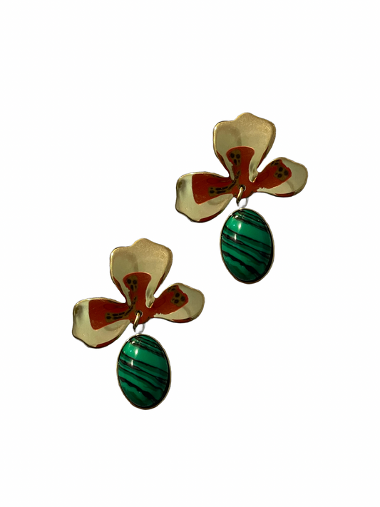 Goldenes Blatt mit Malachite Anhänger