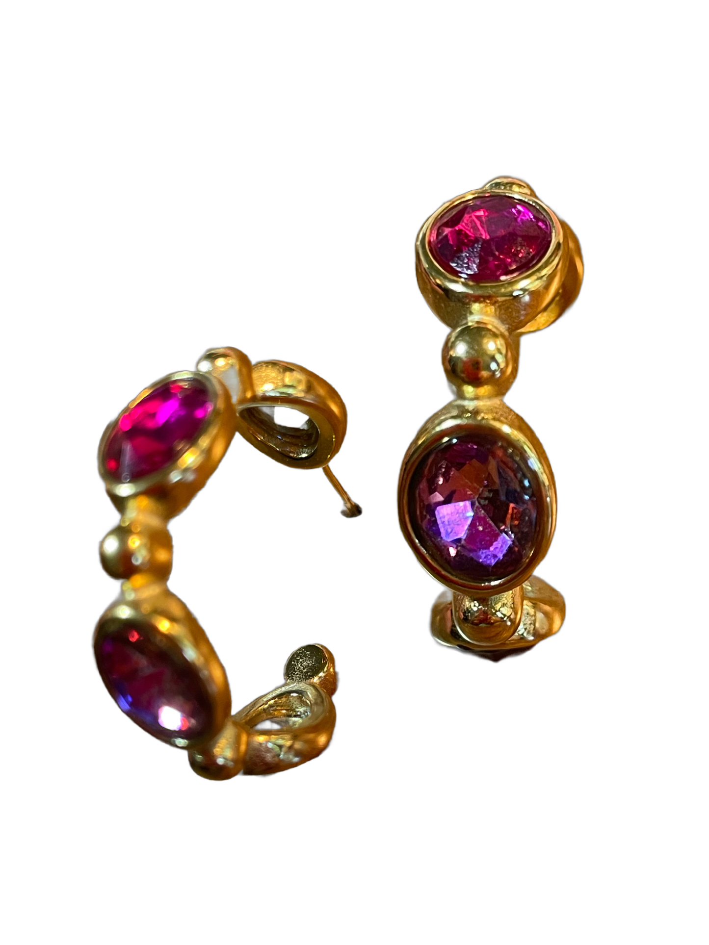 Goldene Creole mit 4 pinken Steinen