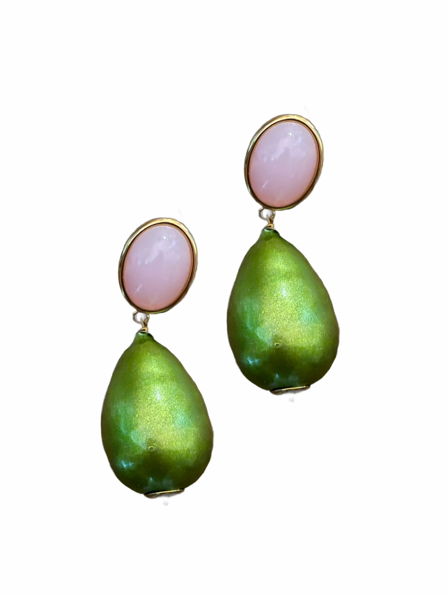 Grüner Nuvola mit Rosa Cabouchon